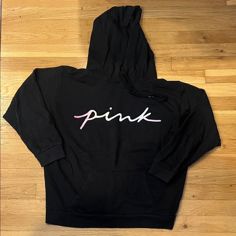 PINK Victoria's Secret Black Hoodie with Pink Logo